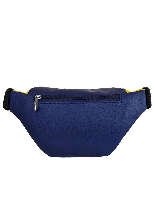 Funk For Hire Vegan Leather Chest Bag, Waist Bag, Fanny Pack, Utilitity Waist Bag, Crossbody Sling Bag - Yellow and Navy Blue - Image 3
